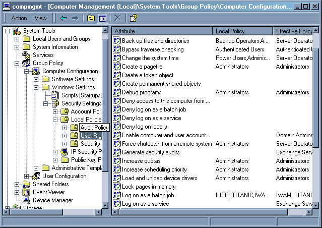 Windows 2000 User Rights